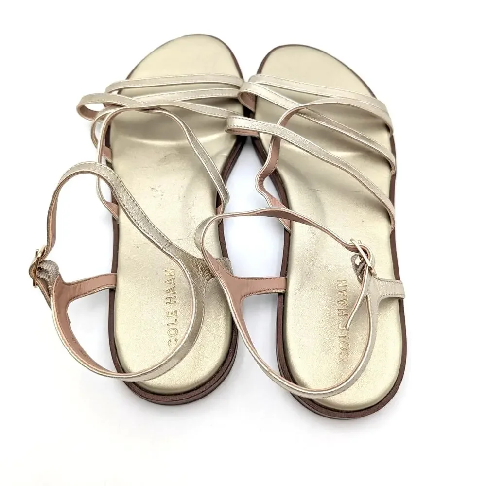 Cole Haan Flynn Strappy Sandals Ankle Strap Women Gold Size US9B EU39.5 - Picture 7 of 10